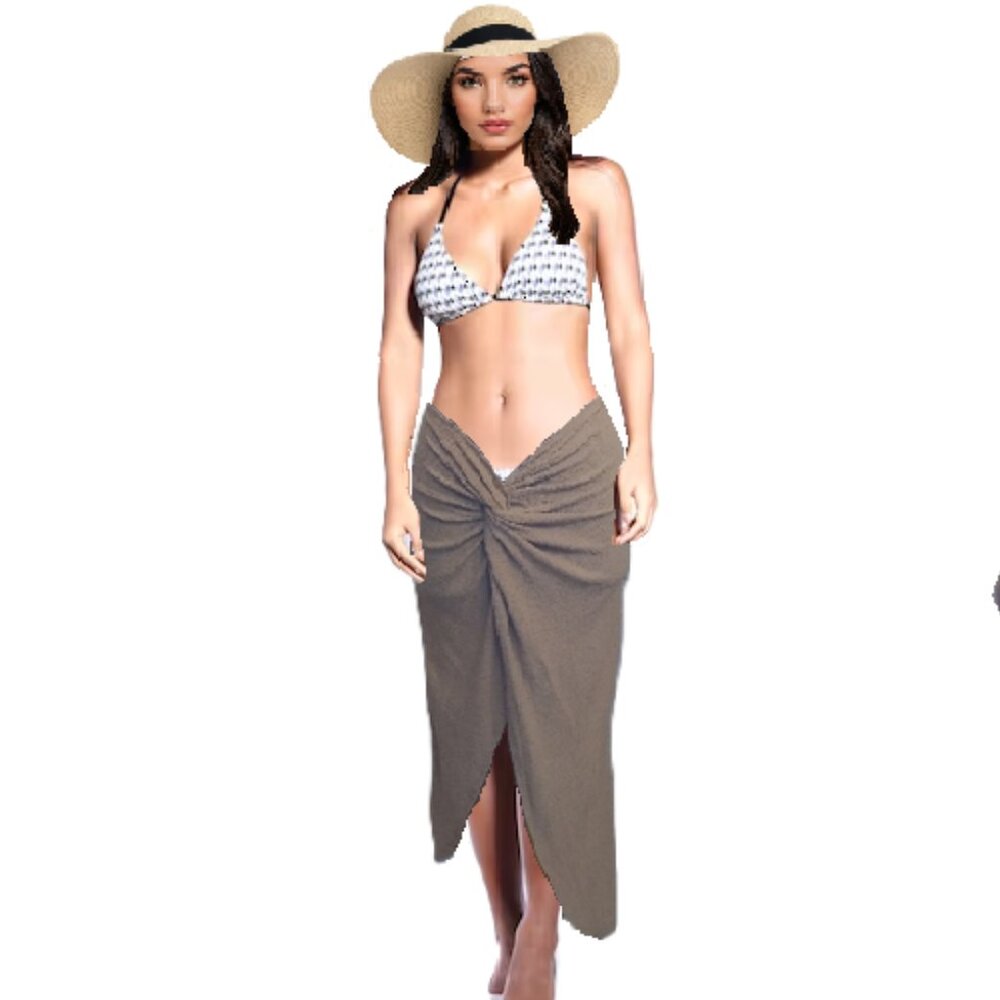 SHEIN Tan Twist Front Boho Swim Cover-up Skirt Sz 2XL (16)